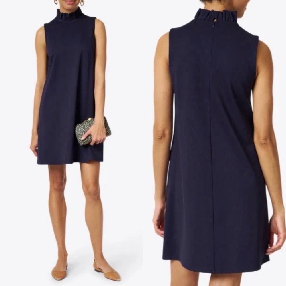 JUDE CONNALLY Avery Navy Blue Ruffle Dress Womens SMALL EUC